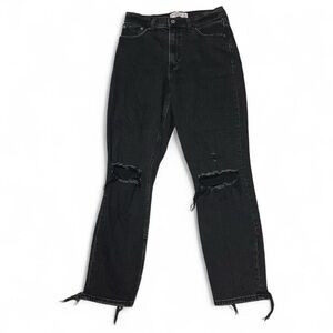 Abercrombie Fitch The Mom High Rise Distressed Jeans Sz 27x26 Black Grunge